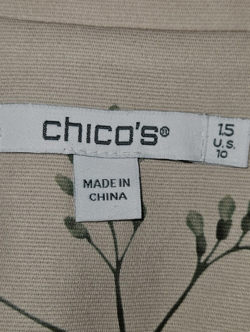 Chico's Floral Cotton Canvas Long Sleeve Topper Coat Floral Neutral 10 - Picture 4 of 6